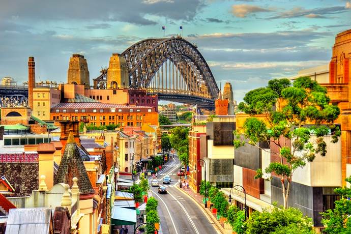 悉尼岩石区远眺海港大桥